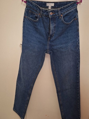 Blue denim jeans H&M used, straight mom fit, size S 36 8