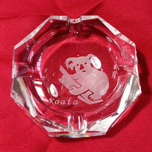 Crystal ashtray with koala engraving