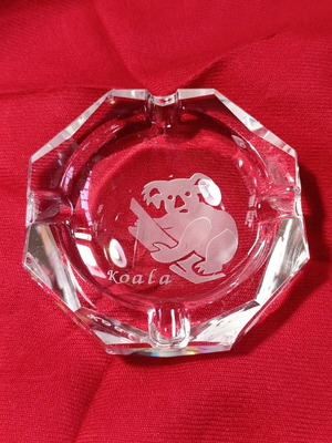 Crystal ashtray with koala engraving