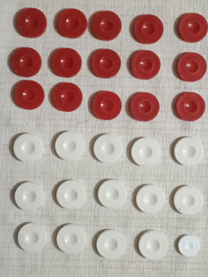 Backgammon checkers set vintage like new, 15 red and 15 white pieces