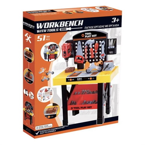 Toy Workbench with 51 Tools New