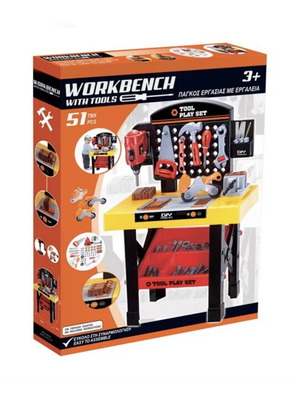 Toy Workbench with 51 Tools New