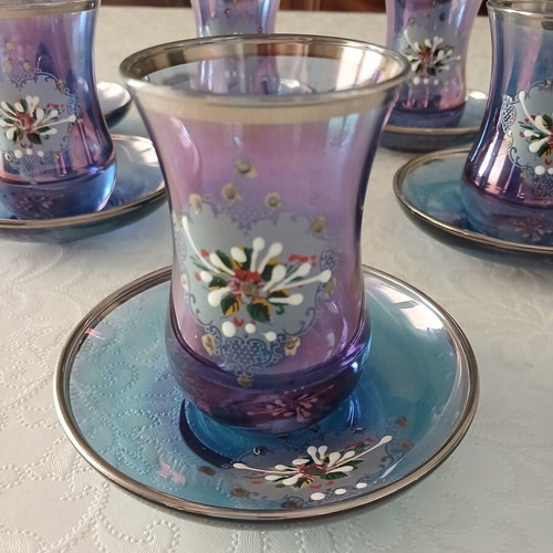 Tea Glasses Set of 6 from Constantinople iridescent, like new