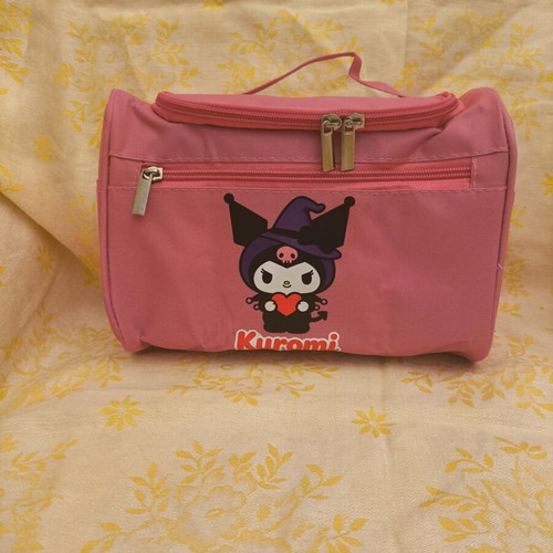 Kuromi Sanrio Hello Kitty Travel Cosmetic Bag new, pink with many compartments