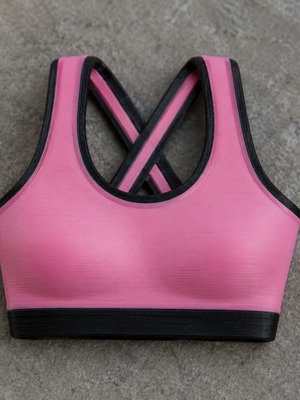 3D printed women's sports bra keychain PETG-CF, pink and black