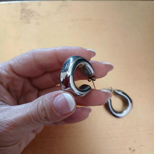 Stainless steel earrings new, silver color