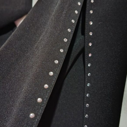 Gianni Rodini black flare pants with side slits and rhinestones