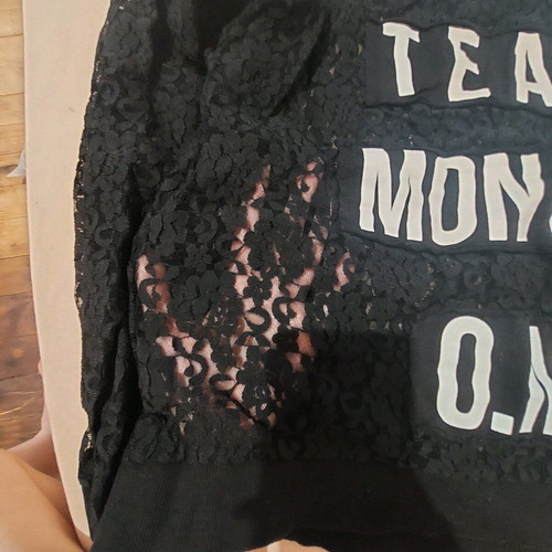 Ginatricot black lace-like blouse like new, size M