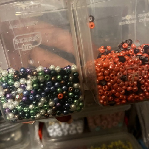 Large collection of craft beads, 40 boxes