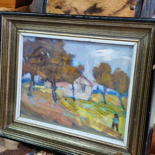 Old Dutch oil painting on fiberboard used