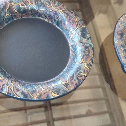 Handmade glass fusing ashtray set of 2, used, 17cm diameter