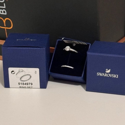 Swarovski ring set new, white crystals, size 16.5mm