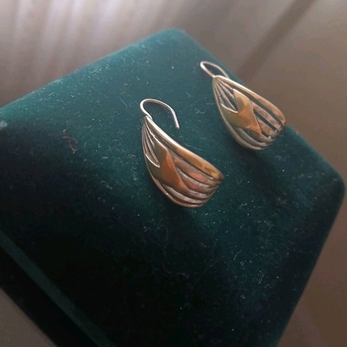 Silver 925 earrings with 14k gold, 3 cm, like new