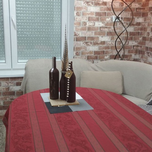 Large tablecloth for oval table, polyester with stain protection