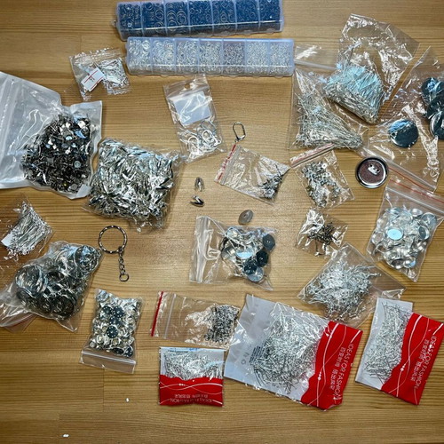 Jewelry components set new, metal in silver, bronze and gold colors
