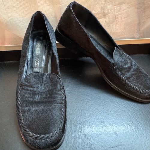 Alberto Cozzi moccasins made of black hair used, size 39