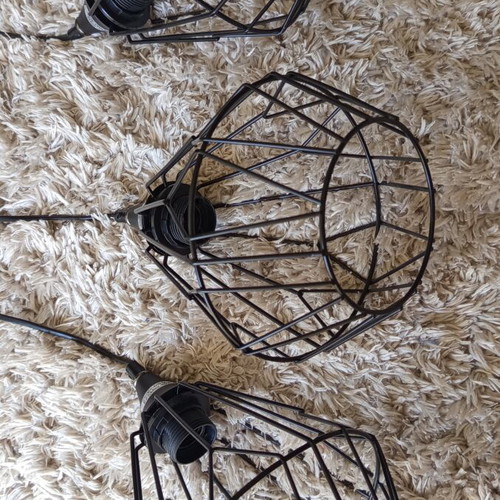 Industrial black three-light ceiling pendant lamp like new