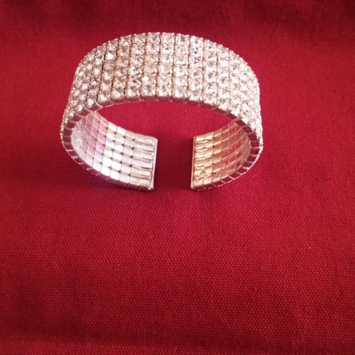 Enzzo Vintage '00s Cuff Bracelet with 5 Rows of Sparkling Rhinestones like new