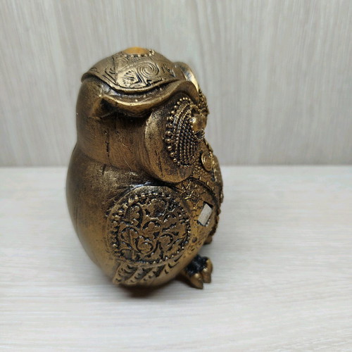 Owl statue new in antique gold tone