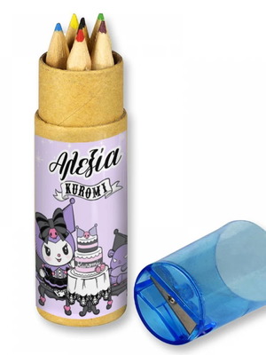 Kuromi colored pencils set of 10 new with name and sharpener