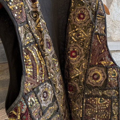 Vintage Indian Patchwork κεντημένο γιλέκο με παγιέτες boho φεστιβάλ σαν καινούργιο