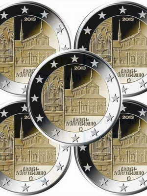 Germany 2 Euro 2013 A-D-F-G-J UNC Baden-Württemberg new
