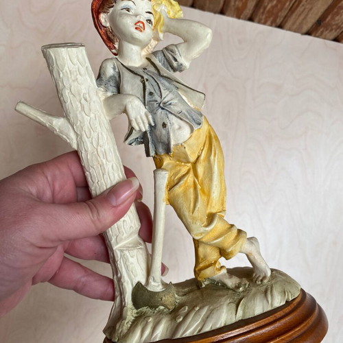 Boy Woodcutter Vintage Ceramic Decorative Figurine 24cm Like New
