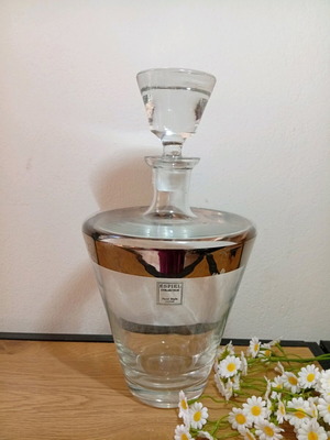 Espiel Collection crystal carafe with silver border, handmade