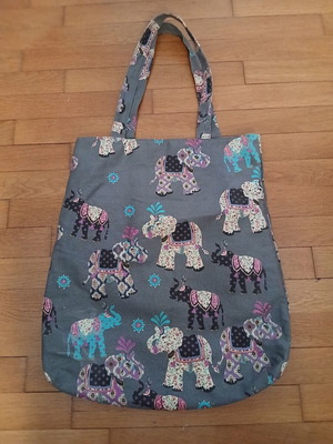 Accessorize fabric tote bag with elephant design, like new, shoulder type