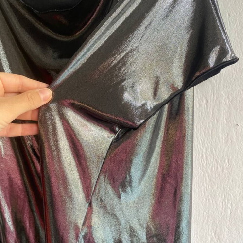 Pour Moi Metallic Glossy Mirror Blouse like new, silver, size M