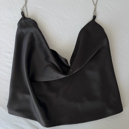 Satin backless top with rhinestone straps like new, Shein, black, size S