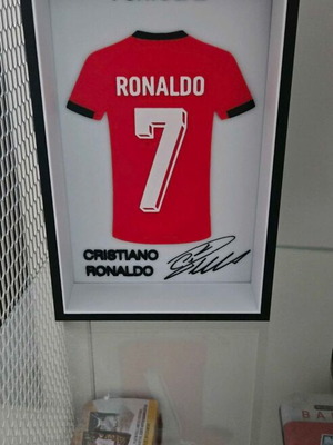 Decorative Frame with Ronaldo Signature Plastic Jersey like new