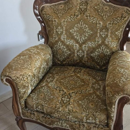 Vintage classic living room set, solid wood, carved details