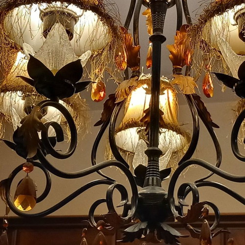 Five-light chandelier used with crystals