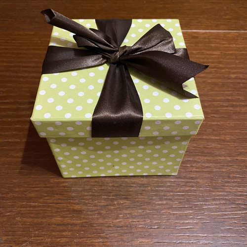 Decorative gift box with satin bow like new, 12x12x10cm