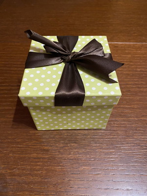 Decorative gift box with satin bow like new, 12x12x10cm