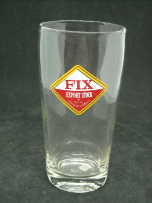 Vintage γυάλινο διαφημιστικό ποτήρι "FIX EXPORT STOCK" μεταχειρισμένο