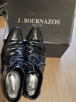 J. Bournazos μαύρα δερμάτινα γαμπριάτικα παπούτσια νούμερο 42, ιταλικά
