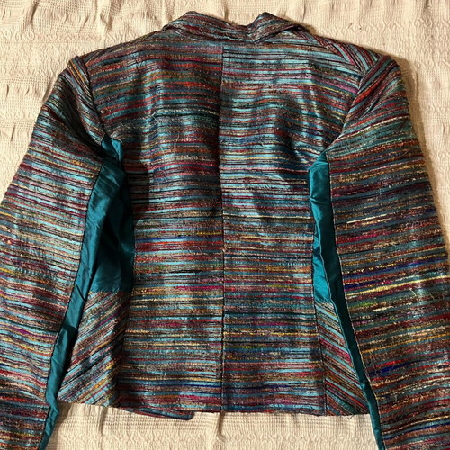 Silk jacket with colorful fringes