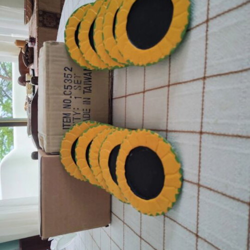 Wooden sunflower handmade coasters new