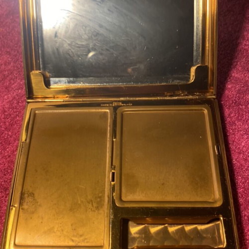 Vintage New York Metal Powder Compact used, 70s makeup souvenir