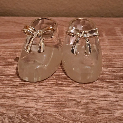 Crystal shoes like new, set of two with steel bow