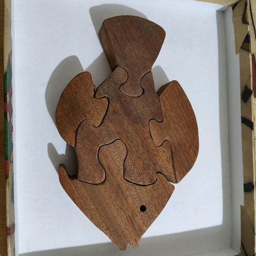 Wooden fish puzzle like new, handmade mahogany