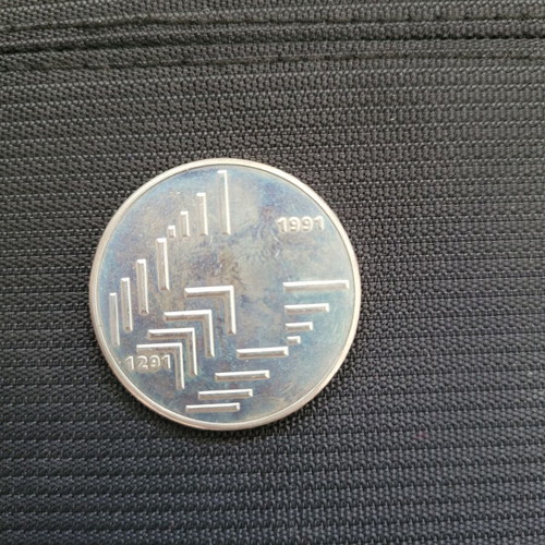 Silver coin 1991 Switzerland used 20 francs