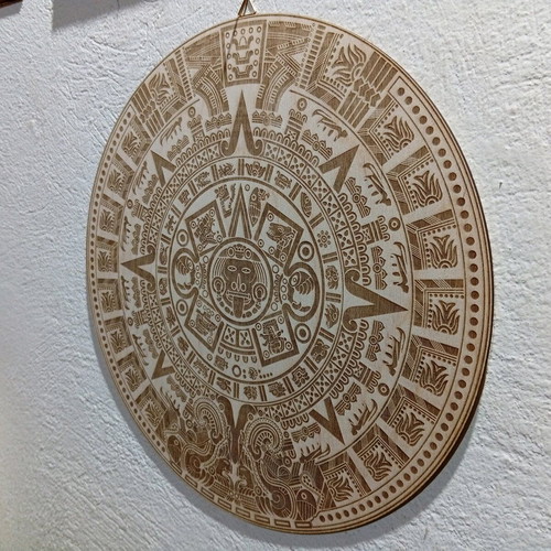 Mayan Sun Calendar wooden cnc laser engraved new