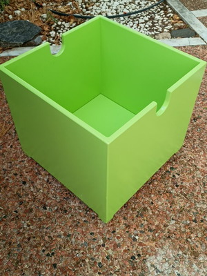Wooden toy storage box used, light green color, 50x55 cm