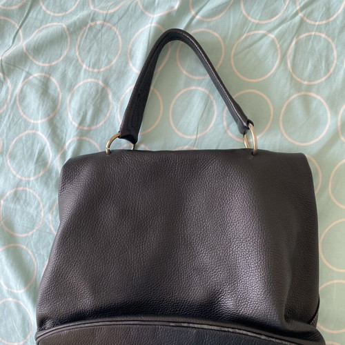 Luana Italy leather black handbag like new with gold clasp