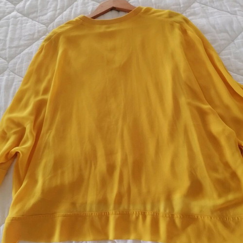 Zara blouse like new, yellow with transparent sleeves, size L