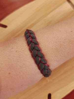 Men's bracelet new, braid shape, burgundy, adjustable size