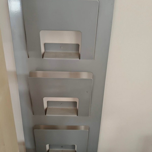 IKEA Kvissle Metal Wall-Mounted Magazine Holder used, gray-silver
